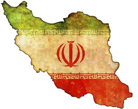 some old vintage map with flag of iranの写真素材