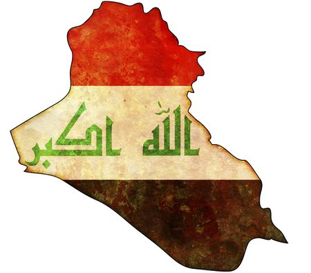 some old vintage map with flag of iraqの写真素材