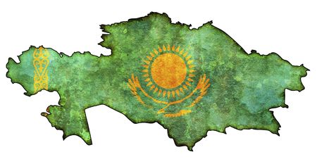 some old vintage map with flag of kazakhstanの写真素材