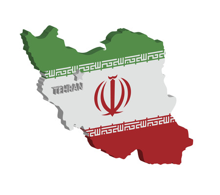 3d map of iran with flag and capital markedのイラスト素材