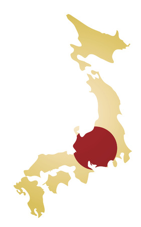 some old vintage map with flag of japanのイラスト素材