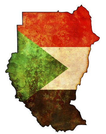 old map of sudan with flag on country territoryの写真素材