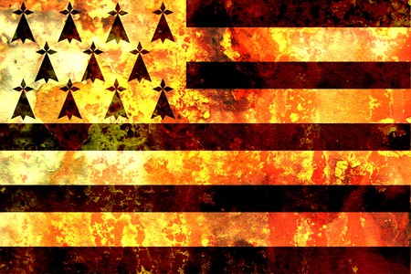 some very old grunge flag of brittanyの写真素材