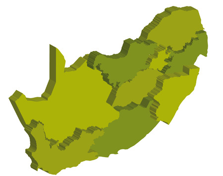 map of administrative divisions of republic of south africa in 3dのイラスト素材