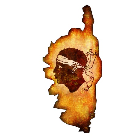 old map with flag of department, administrative region of france called corsicaの写真素材