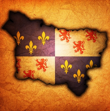 old map with flag of department, administrative region of france called picardyの写真素材