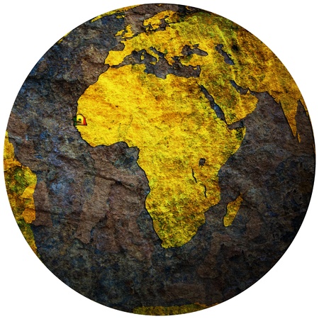 senegal territory with flag on map of globeの写真素材