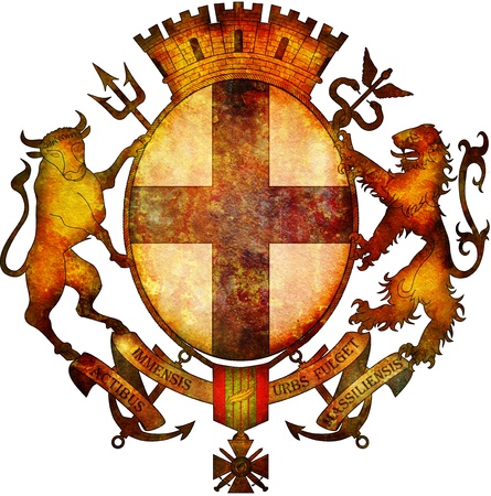 old isolated over white coat of arms of marseilleの写真素材