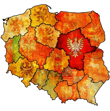 masovian region on administration map of poland with flags of other polish provinces and administrative divisionsの写真素材
