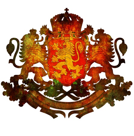 old isolated over white coat of arms of bulgariaの写真素材