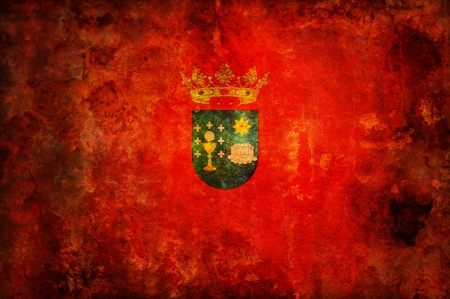 some very old vintage flag of santiago de compostelaの写真素材