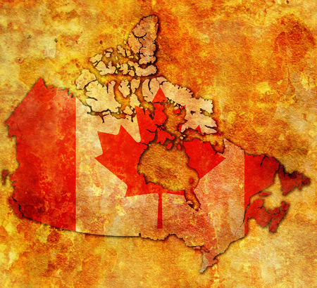 territory map of canada with flag inside a borderの写真素材