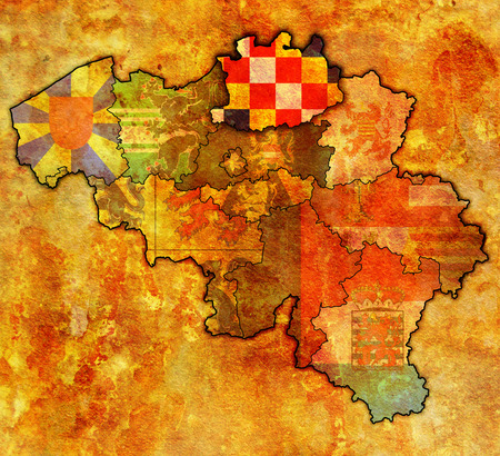 antwerp on administration map of belgium with flagsの写真素材