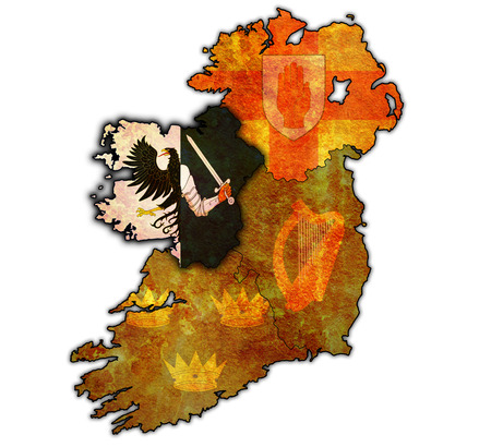 connancht with borders and flags of provinces on map of irelandの写真素材