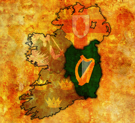 leinster with borders and flags of provinces on map of irelandの写真素材