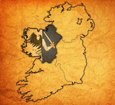 connancht with borders and flags of provinces on map of irelandの写真素材