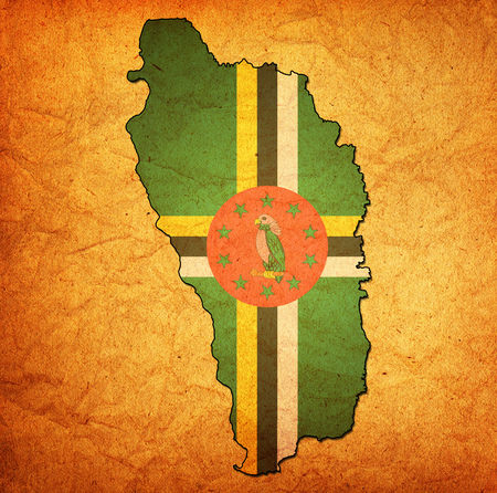 map with flag of dominica with national bordersの写真素材