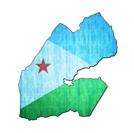 map with flag of djibouti with national bordersの写真素材