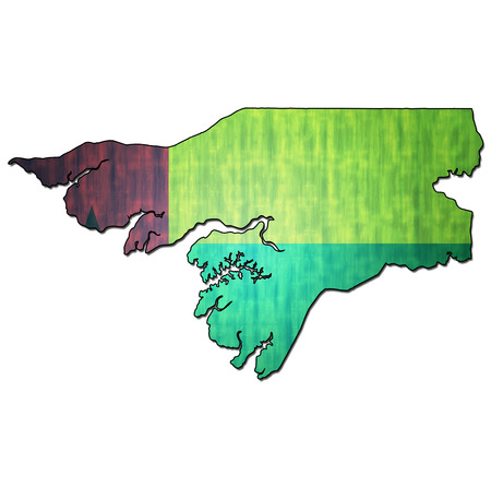 map with flag of guinea bissau with national bordersの写真素材