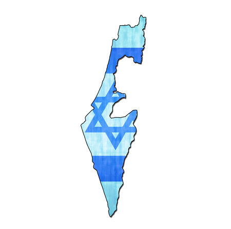 map with flag of israel with national bordersの写真素材