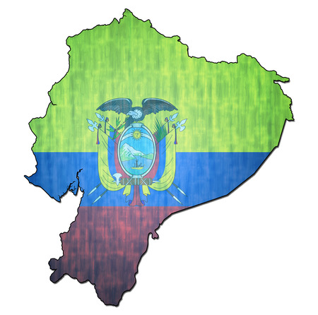 map with flag of ecuador with national bordersの写真素材