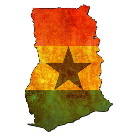 map with flag of ghana with national bordersの写真素材