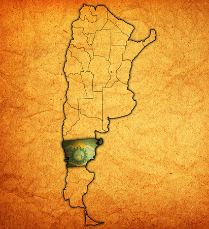 chubut region with flag on map of administrative divisions of argentinaの写真素材
