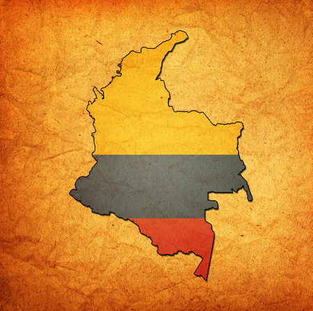map with flag of colombia with national bordersの写真素材