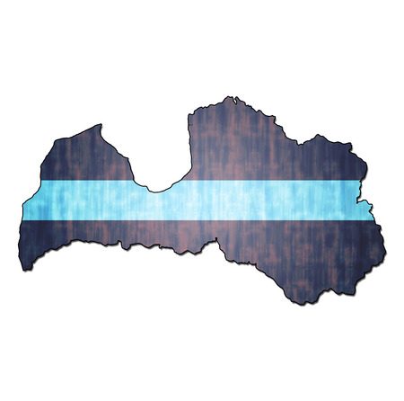 map with flag of Latvia with national bordersの写真素材