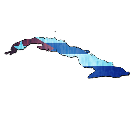map with flag of cuba with national bordersの写真素材
