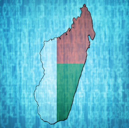 map with flag of madagascar with national bordersの写真素材