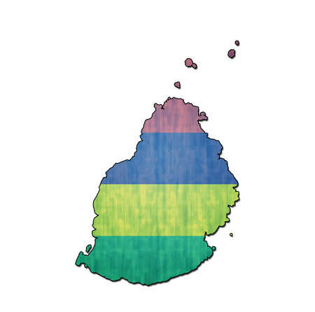 map with flag of mauritius with national bordersの写真素材