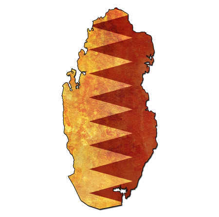 map with flag of qatar with national bordersの写真素材
