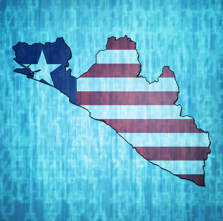 map with flag of liberia with national bordersの写真素材