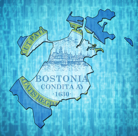 old vintage map of boston territory with flag の写真素材