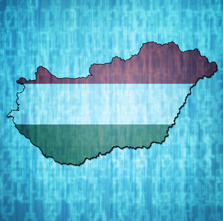 map with flag of hungary with national bordersの写真素材