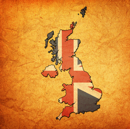 map with flag of united kingdom with national bordersの写真素材