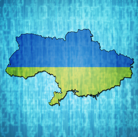 map with flag of ukraine with national borders without crimeaの写真素材