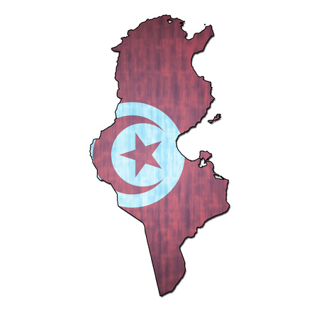 map with flag of tunisia with national bordersの写真素材