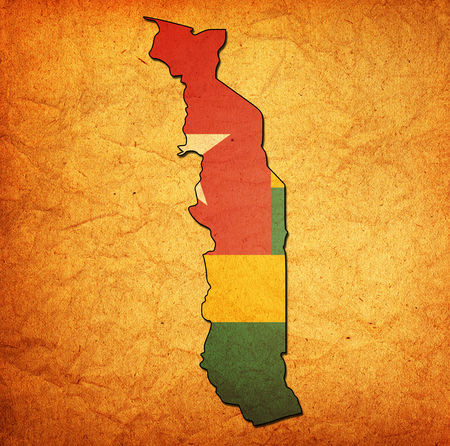 map with flag of togo with national bordersの写真素材