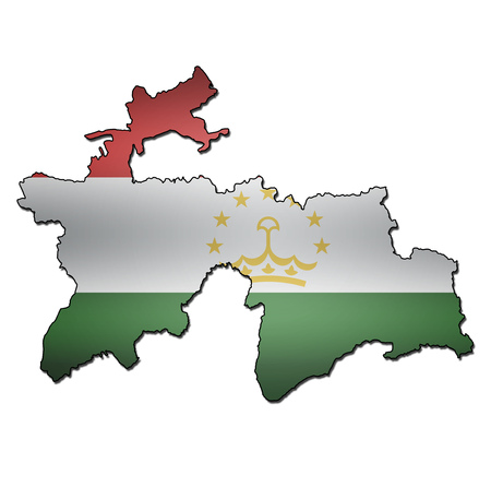 map with flag of tajikistan with national bordersの写真素材