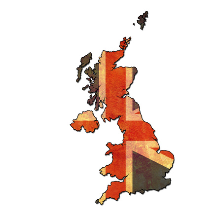 map with flag of united kingdom with national bordersの写真素材