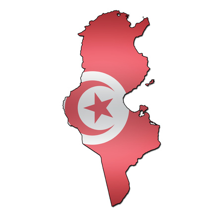 map with flag of tunisia with national bordersの写真素材