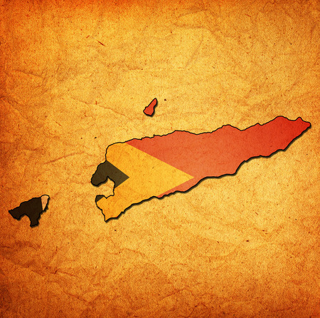map with flag of east timor with national bordersの写真素材
