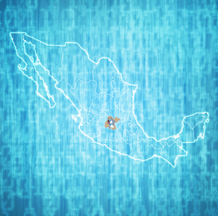 emblem of guanajuato state on map with administrative divisions and borders of Mexicoの写真素材