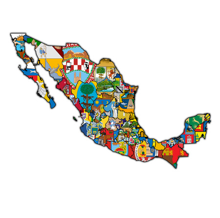 states of Mexico on map with administrative divisions and borders over white backgroundの写真素材