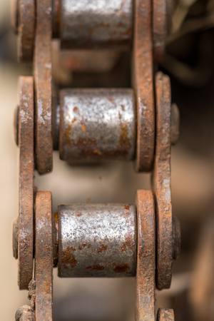 extreme close up of old rusty chainの写真素材