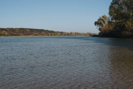 valley of Vistula river in Poland during sunny day in autumn