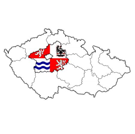 emblem of central bohemian region on map with administrative divisions and borders of Czech Republicの写真素材