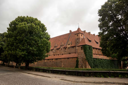 august 2019, malbork, Poland: walls and towers of a gothic castle of Malbork